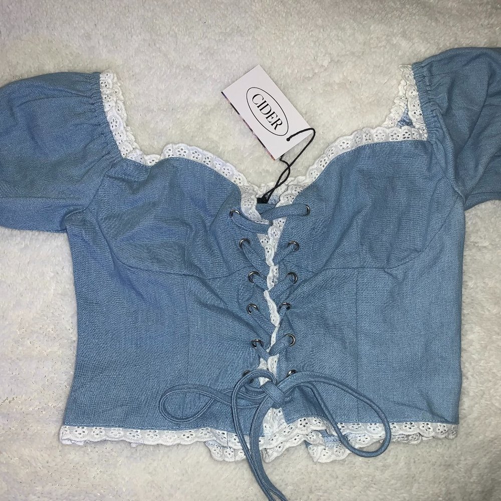 Cider - Lace Up Crop Top